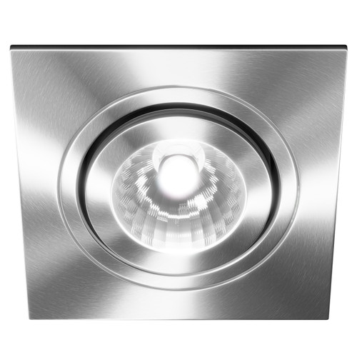 Colore Cali Satin Chrome IP65 35W Square Tiltable Bathroom Downlight Right Hand Side View