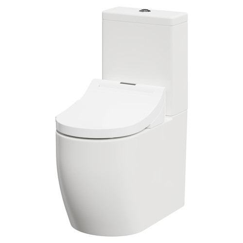 Darnley Round Close Coupled Toilet and Smart Bidet Multi Function Heated Soft Close Toilet Seat with Dryer Right Hand Side View