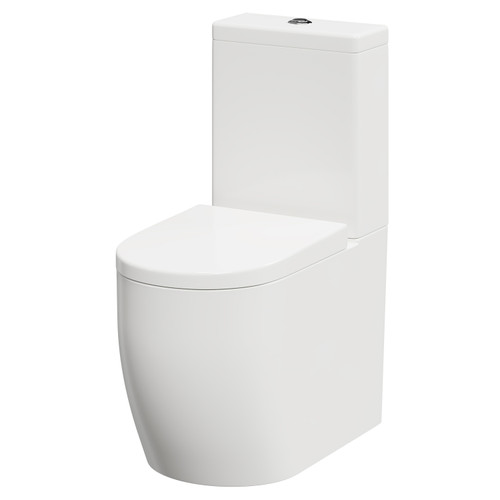 Darnley Round Close Coupled Toilet with Soft Close Toilet Seat Right Hand Side View