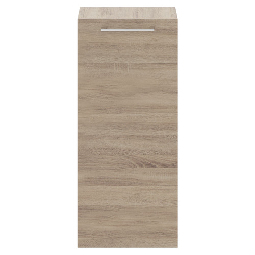 Napoli Bordalino Oak 350mm Wall Mounted Side Cabinet with Single Door and Polished Chrome Handle Front View