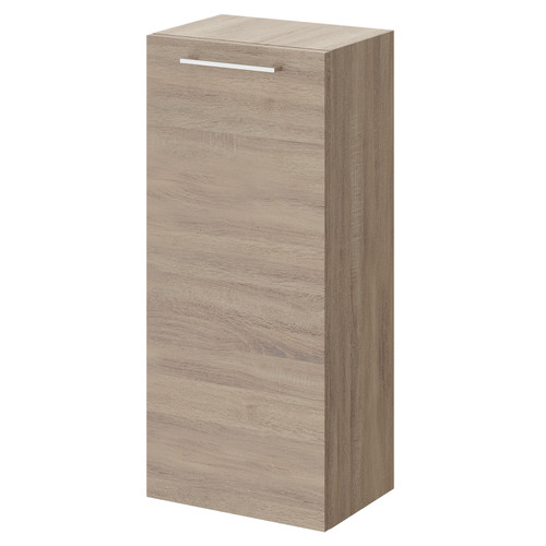 Napoli Bordalino Oak 350mm Wall Mounted Side Cabinet with Single Door and Polished Chrome Handle Right Hand Side View