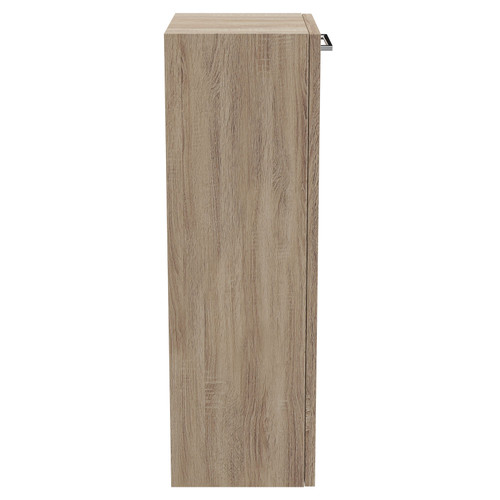 Napoli Bordalino Oak 350mm Wall Mounted Side Cabinet with Single Door and Polished Chrome Handle Side on View
