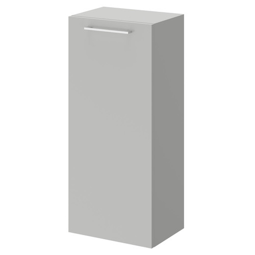 Napoli Gloss Grey Pearl 350mm Wall Mounted Side Cabinet with Single Door and Polished Chrome Handle Right Hand Side View