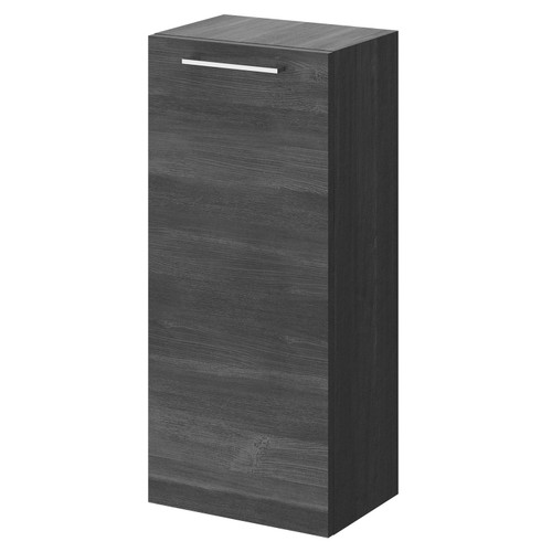 Napoli Nero Oak 350mm Wall Mounted Side Cabinet with Single Door and Polished Chrome Handle Right Hand Side View