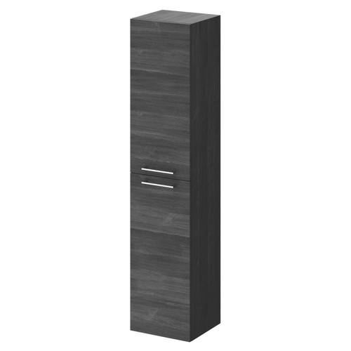 Napoli Nero Oak 350mm x 1600mm Wall Mounted Tall Storage Unit with 2 Doors and Polished Chrome Handles Right Hand Side View