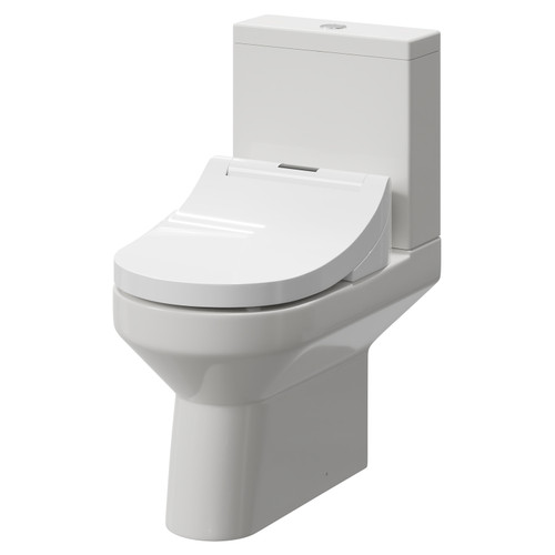 Newburn Open Back Closed Coupled Toilet and Smart Bidet Multi Function Heated Soft Close Toilet Seat with Dryer Right Hand Side View